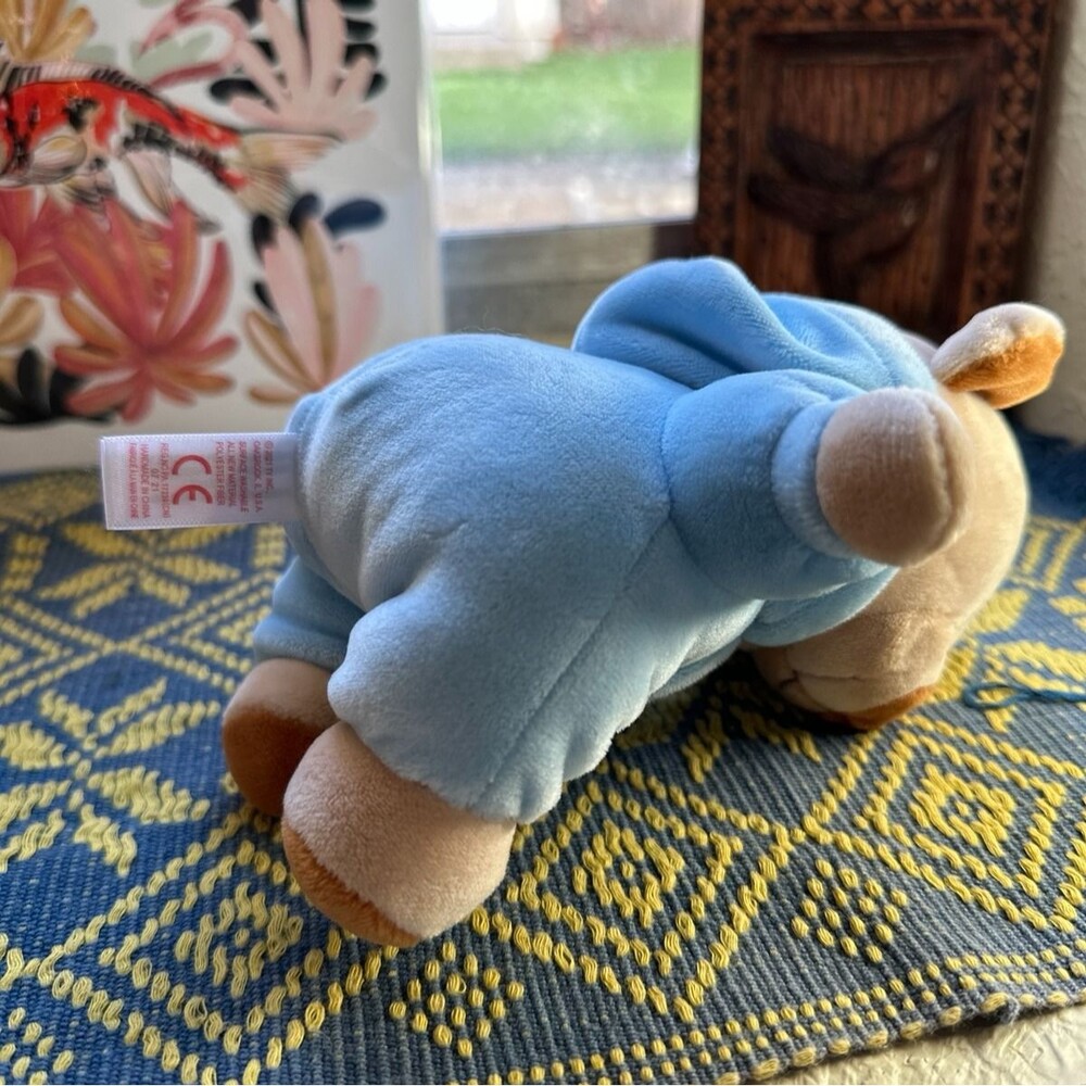 2021 Ty PJ Bear Blue Plush With Hood Stuffed Animal Toy 7" - Picture 7 of 9